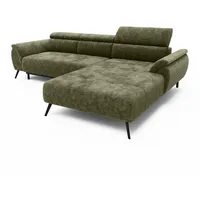 Livora Ecksofa Ottomane links Chenille 286x184x79 grün VALENTINA