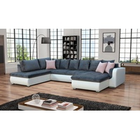 Furnix Wohnlandschaft FIORENZO XXL Sofa mit Schlaffunktion Sofakissen Couch U-Form 4 Farben, komfortabel, strapazierfähig, pflegeleicht & funktional grau|weiß