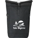 Hellweg Druckerei Huuraa Kurierrucksack Isla Mujeres Inselmotiv Mexiko 30-44 Liter Black Melange Fairtrade Rolltop Rucksack Geschenkidee - Schwarz
