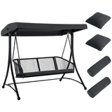 MCombo M Mcombo Hollywoodschaukel 3-Sitzer, Gartenschaukel mit Verstellbares Sonnendach, Schaukelbank Outdoor, Gartenliege Wetterfest, Sitzbezug Abwaschbar