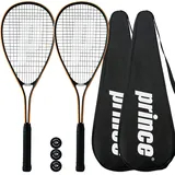 2 x Prince Power Vortex Ti Squashschlager + Cover + 3 Balls