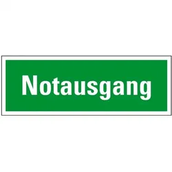 Schild I Rettungszeichen Notausgang, praxisbewährt, Kunststoff, 400x140mm