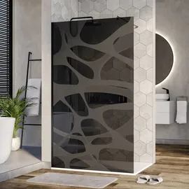 Bernstein Duschabtrennung Walk-In Nano Echtglas EX101 Schwarz graues Glas Milchglas-Muster Wave 110cm