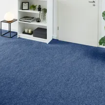 Andiamo Teppichboden ANDIAMO "Milo, Nadelfilz, Gesamthöhe 2,5 mm, Made in Belgium", blau, B:200cm L:100cm, Polyester, Polypropylen (PP), Teppiche, Uni Farben, Breite 100 cm oder 200 cm, Wohnzimmer, strapazierfähig