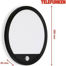 Telefunken LED Außenwandleuchte inkl. Bewegungsmelder, inkl. Dämmerungssensor, Backlight Effekt, 15 Watt, 2.000 Lumen, 4.000 Kelvin, IP44, 15W schwarz Kunststoff Ø 28 cm Telefunken Ø Schwarz