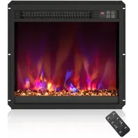 COSTWAY Elektrokamin mit Heizung 1500W, Einbaukamin mit Fernbedienung, 0,5-9H Timer, einstellbare 3D-Flammeneffekt, Wandkamin mit 17°C-32°C Thermostat (49 x 12 x 45 cm, 18 Zoll)