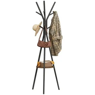 Woltu Garderobenständer, freistehender Kleiderständer Metall, Garderobe in Baumform, mit 9 Haken und 1 Ablage, für Kleidung Hüte Taschen, für Wohnzimmer