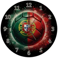 Speecheese Fußball Portugal Flagge Wanduhr Europameisterschaft 2024 Sportliche Wanduhr
