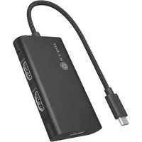 Icy Box Adapter schwarz, USB Type-C 3x HDMI-Videoausgänge