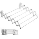 abj Wandwäschetrockner Wäschetrockner für die Wand Akkordeon Trockenständer Wandmontage (50cm, Weiß)