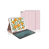 IVEOPPE iPad 9. Generation Hülle mit Tastatur, iPad 10.2 Hülle mit Tastatur, Bluetooth QWERTZ iPad 9.Gen/8.Gen/7.Gen/Air 3 2019 Tastatur mit SchutzHülle, Sakura-Rosa