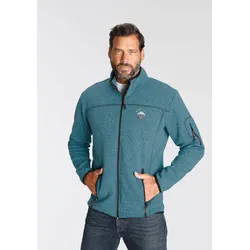 Strickfleecejacke MAN'S WORLD, Herren, Gr. XL (56/58), blau (türkis melange), Obermaterial: 100% Polyester, casual, normal, Langarm, Jacken, für den Herbst, mit Reißverschlusstaschen, mit Stehkragen