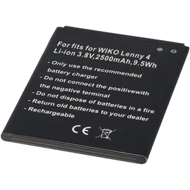 AccuCell Akku nur passend für den WIKO Lenny 4 Akku 3913, Lenny 4 Plus, Harry Li-Ion, 3,8 Volt 2500mAh, 9,5Wh, removable