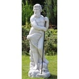 Casa Padrino Skulptur Jugendstil Wasserspeier Skulptur Neptun mit Fisch Grau / Schwarz 35 x 35 x H. 123 cm - Elegante Wasserspeier Stein Figur - Barock & Jugendstil Garten Deko Accessoires