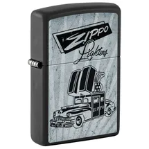 Zippo Sturmfeuerzeug - Zippo Car, Black Matte, Color Image - Nachfüllbar - Wiederverwendbar - Windfestes Design - Geschenkbox - Made in USA