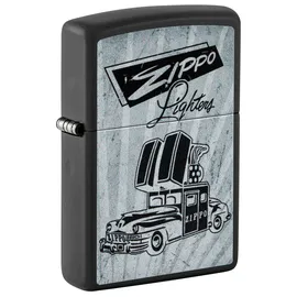 Zippo Sturmfeuerzeug - Zippo Car, Black Matte, Color Image - Nachfüllbar - Wiederverwendbar - Windfestes Design - Geschenkbox - Made in USA