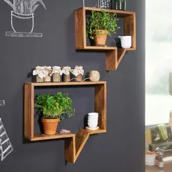 FineBuy 2er Set Wandregale Massivholz Sheesham Regal Wand Wandboard Cubes Neu