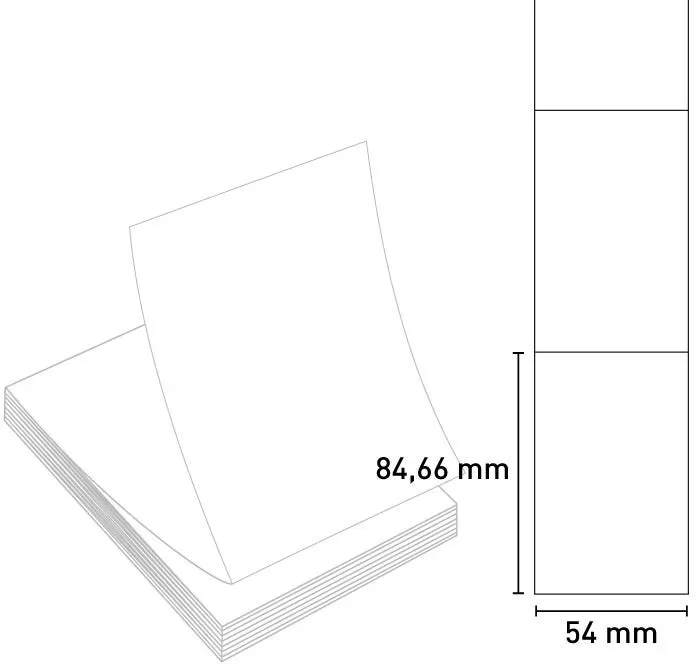 Premium Matte Ticket 136g (Inkjetkarton) – ohne Abriss 54 mm x 84,66 mm / weiß / 1.000 Etiketten je Karton / gestanzt