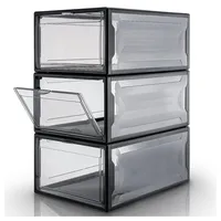 Yorbay Schuhbox, 3er Set, stapelbarer Schuhorganizer, Kunststoffbox mit durchsichtiger