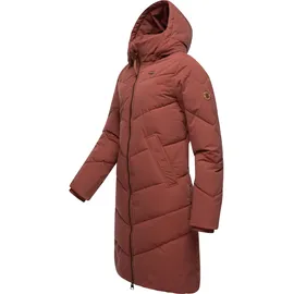 Ragwear Damen Wintermantel warmer wasserdichter Steppmantel lang mit abnehmbarer Kapuze Rebelka Terracotta22 Gr. 3XL - 3XL