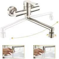 Wandmontage Wasserhahn Küche 360° Drehbar Küchenarmatur 2 Strahlarten Mischbatterien Armatur Für Küche Einhebelmischer Edelstahl Für Spüle