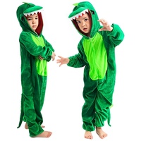 Ficlwigkis Dinosaurier Kostüm Kinder Grüner Overall Kostüm Jungen Mädchen für Halloween Karneval Kostüm Outfit