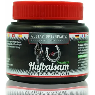 Gustav Optenplatz Premium Hufbalsam für Pferde, GO! Pferdepflege für gesundes Hufwachstum, Huffett für die tägliche Hufpflege, Hufsalbe & Huffestiger gegen trockene rissige Hufe, Anti-Doping (250ml)