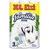 Familia Plus 3-lagige Toilettenrolle,30 Toilettenpapier-Pack,Bambus-Toilettenpapier,hypoallergen, umweltfreundliche Toilettenpapier, super weich, stark & nachhaltig Toilettenpapier, 130 Blatt/Rolle
