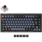 Keychron V1 Verdrahtete mechanische Tastatur mit Drehreglern 75% Deutsch DE ISO Layout QMK/VIA Programmierbar mit Hot-swappable Keychron K Pro Braun Schalter Mattschwarz