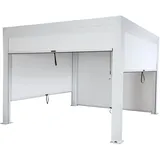 Mendler Pergola MCW-L46 mit Seitenwand Weiß 11 cm Alu-Gestell 3 x 3 m