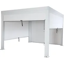 Mendler Pergola MCW-L46 mit Seitenwand Weiß 11 cm Alu-Gestell 3 x 3 m