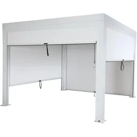 Mendler Pergola MCW-L46 mit Seitenwand Weiß 11 cm Alu-Gestell 3 x 3 m
