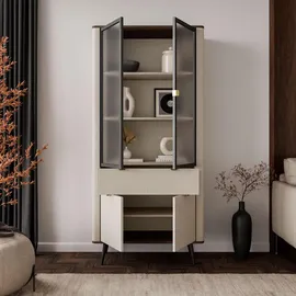 lookway Vitrine AUTUMN 2D2W1S 90 x 40 x 191 cm Beige/Braun