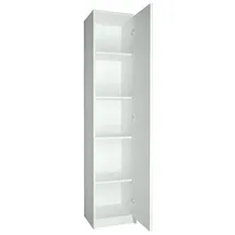 matkam Bücherregal Regal R8, B/H/T 39x180x35cm mit Türen, ideal für Büro, Diele Wohnzimmer, Jugend- oder Kinderzimmer, mit verstellbaren Regalböden und satinierte Griffe (Weiß)