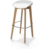 Essentials Keeve Barhocker weiß niedrig, birkenholz gestell und kunststoff sitzfläche, 53x47x90cm (BxTxH), 506F03SW