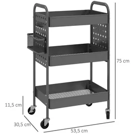 Homcom Rollwagen, mit 3 Etagen 2 Hängekörbe Grau