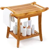 Vevor Duschbank aus Teakholz 56 x 36 x 47 cm wasserdicht mit Ablagefläche und rutschfesten Füßen