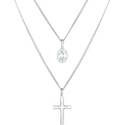 Elli Layer Zirkonia Kreuz Glaube 925 Silber Ketten   Damen 
