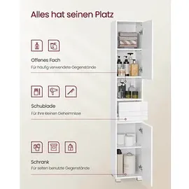 VASAGLE Badschrank weiß 30,0 x 30,0 x 170,0 cm