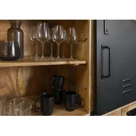 MASSIVMOEBEL24.DE Highboard 140 x 160 x 45 cm Natur klar lackiert / Schwarz