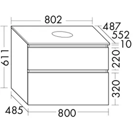 Burgbad Lin20 Waschtischunterschrank inklusive Konsolenplatte, 2 Auszüge, 802x487x661mm, WWYI080F5353, Farbe: Eiche Dekor Urban