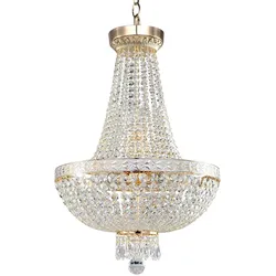 Deckenleuchte Pendelleuchte Kronleuchter Hängelampe Metall Gold Kristalle D 40cm