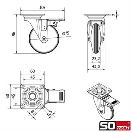 SOTech Möbelrolle Lindau Ø 75 mm