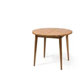 Woodek Design Esstisch BO aus Eiche, natürliches Ölwachs-Finish, ⌀ 108 cm, 2 Verlängerungen (Massivholz, 1-St., 1 Tisch), Küchentisch im skandinavischen Design beige