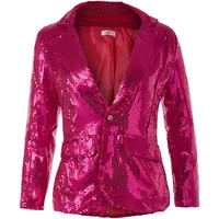 dressforfun Blazer Damen, Kostüm Damen Pailletten Oberteil Damen, Glitzer Oberteile Damen, Jackett, Faschingskostüm, Disco Kostüm Damen, Rave Outfit Damen, 80er Jahre Outfit, pink, XXL - XXL