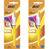 BIC 4 Farben Kugelschreiber 4 Colours Sun, Special Edition, 2er Pack, Ideal für das Büro, das Home Office oder die Schule