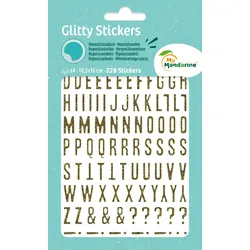 Maildor 10x Glitty, 2 Stickerbogen 10,5x16cm, Alphabet/Zahlen, gold - Gold AE070O