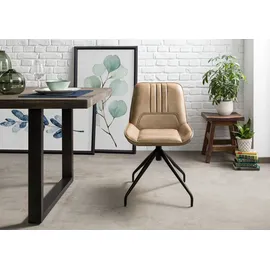 Massivmoebel24 Polsterstuhl Leder beige