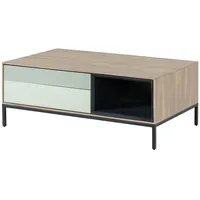 Massivmoebel24 Couchtisch Akazie 112x67x43 grau-weiß geölt CHICAGO #12)