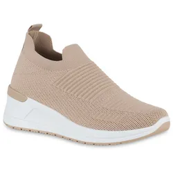 Damen Sneaker Wedges in Khaki